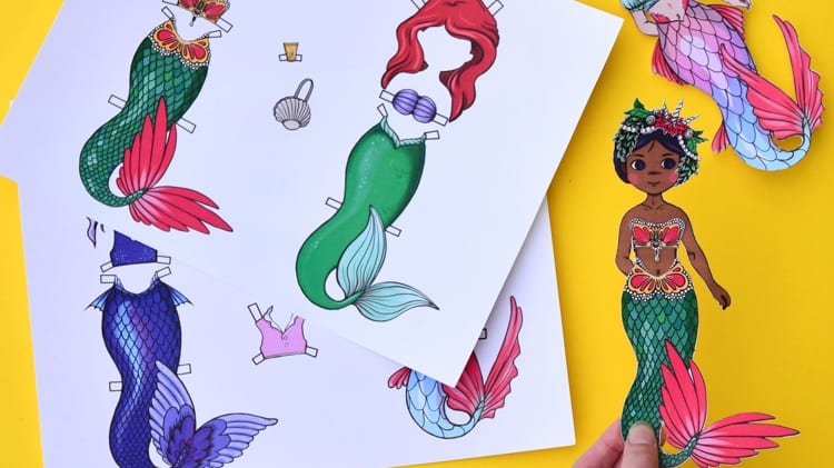 Mermaid paper sales doll printable