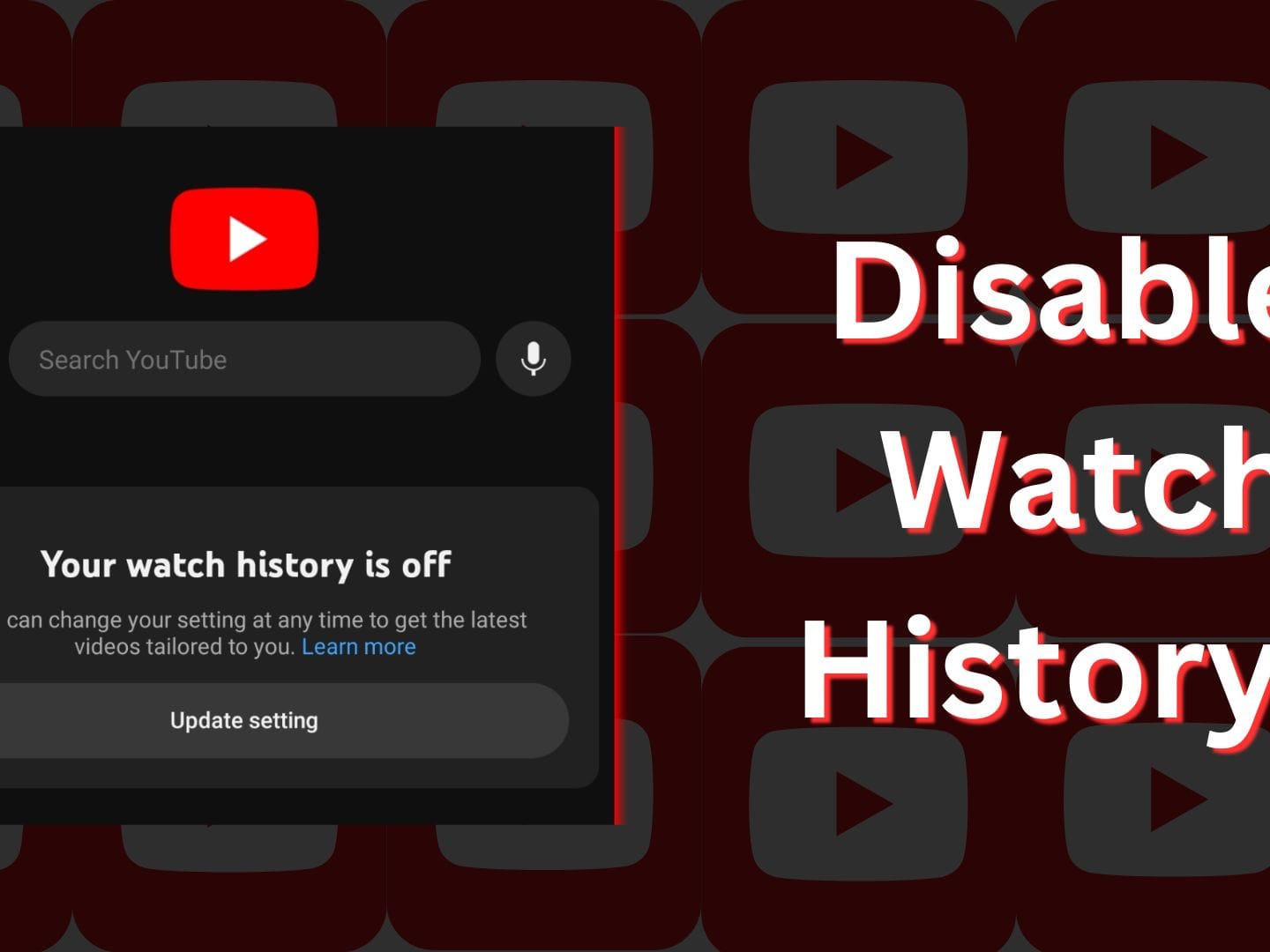 Disable youtube hotsell history