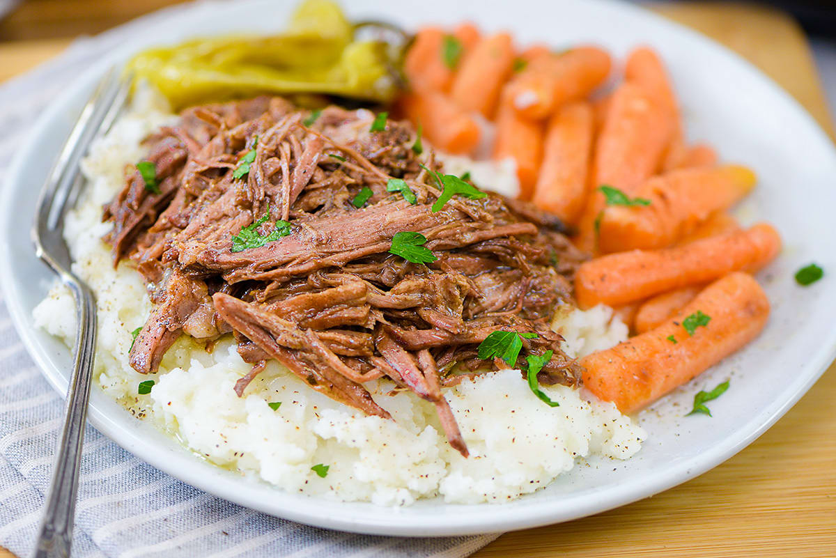 Instant pot mississippi roast with store potatoes and carrots