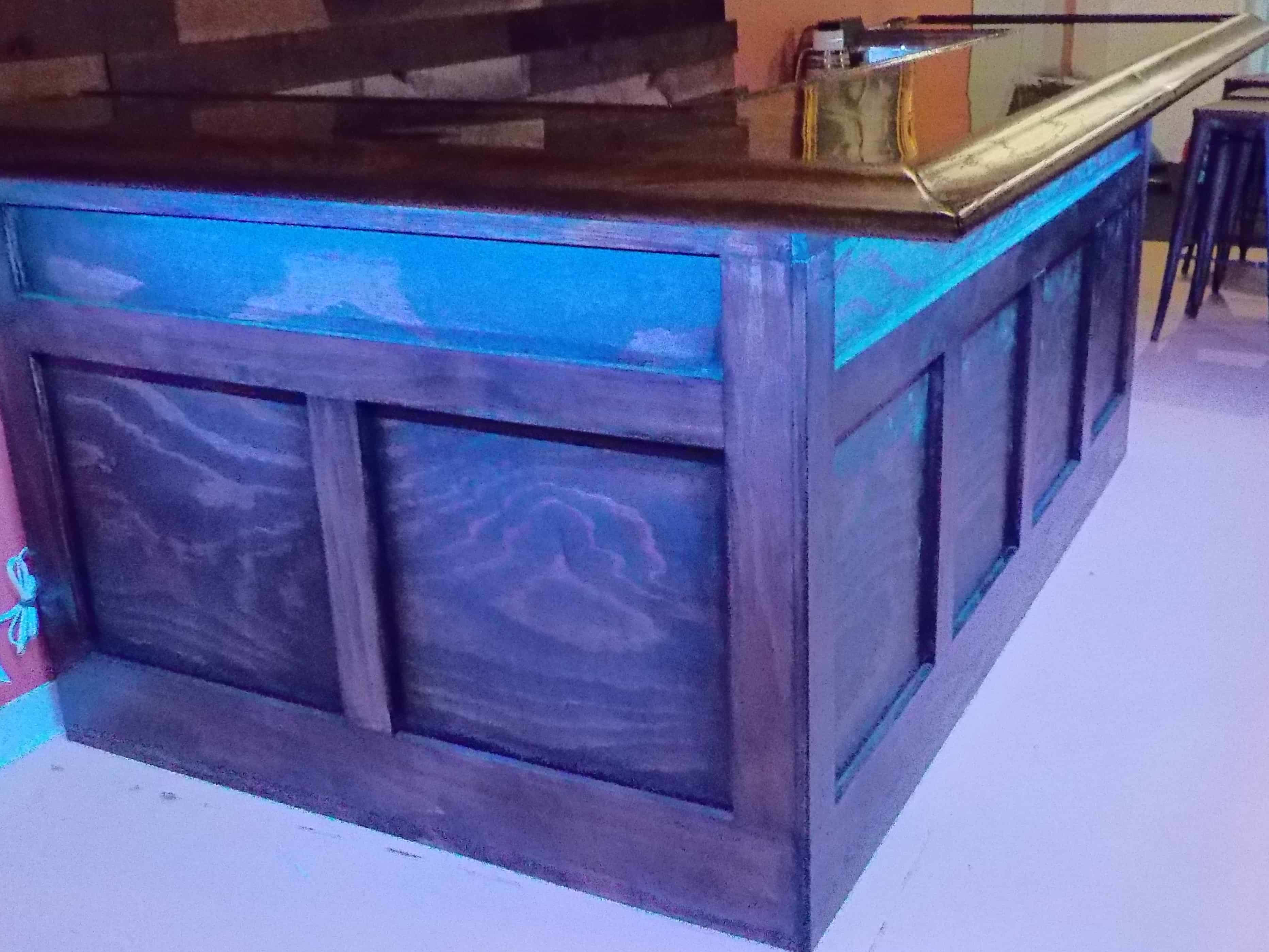 Home bar kit, 8 foot with 3 foot side, 2 level wooden bar top
