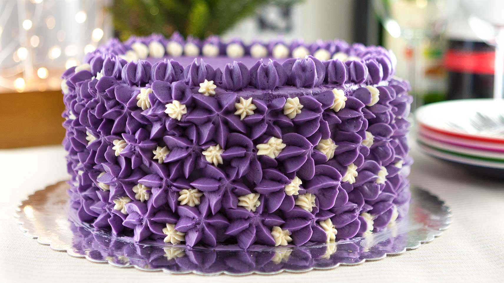 Minimalist Purple Message Cake