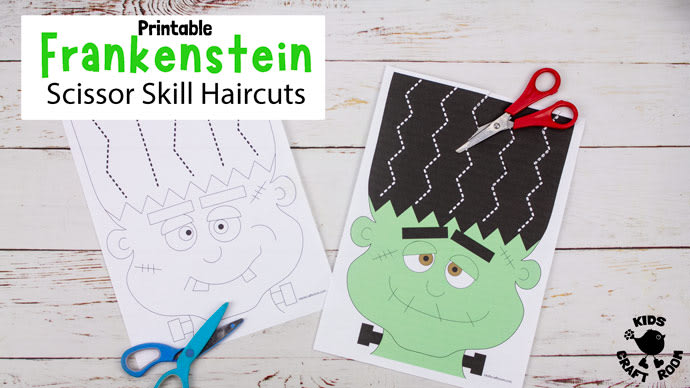 Frankenstein Halloween Scissor Skills Haircut Activity - Kids