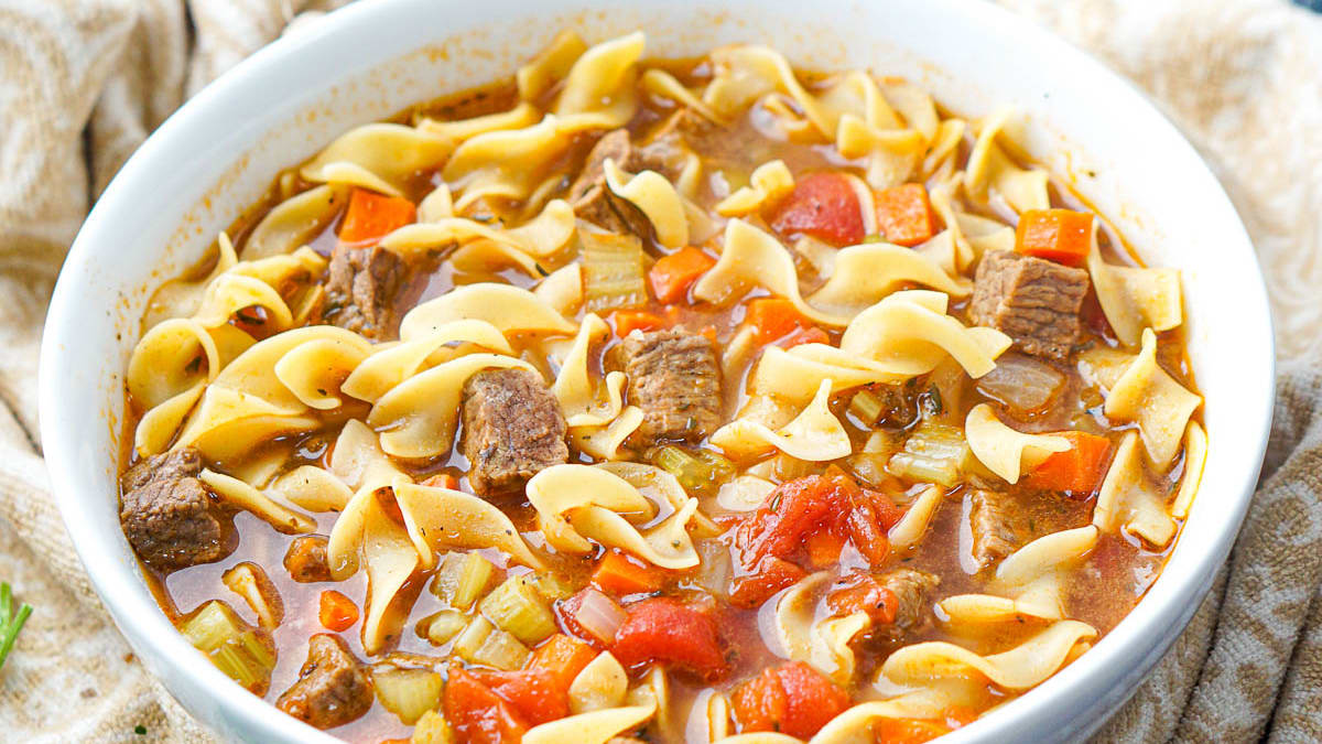 Vegetable Beef Noodle Soup - easy, hearty and comforting soup recipe!