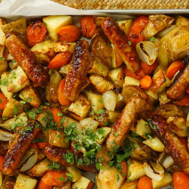 Baked Sausage and Apples with Parsnips and Onions - Fine Foods Blog