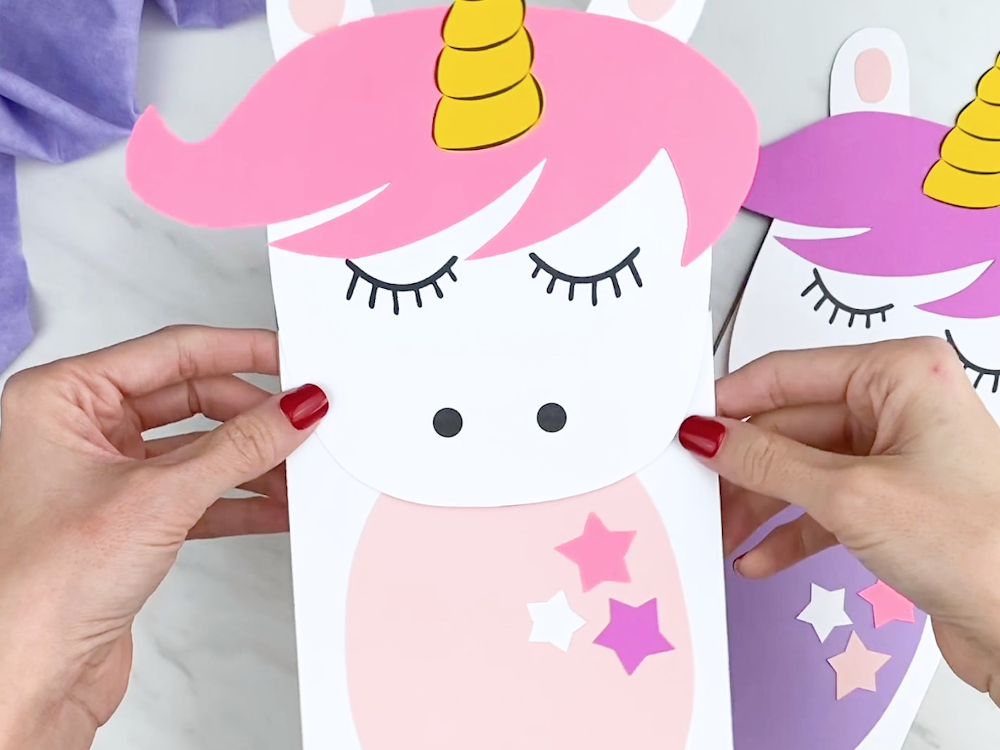 unicorn paper bag puppet craft for kids free template