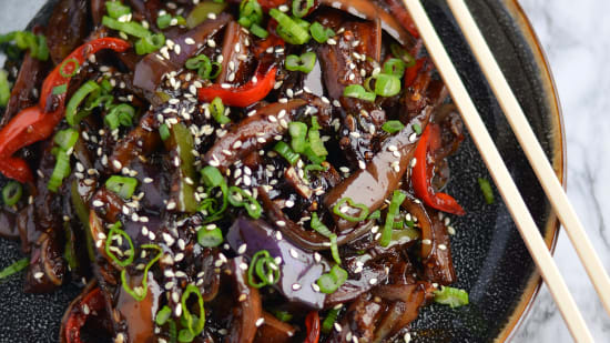 Sweet Spicy Eggplant Stir Fry