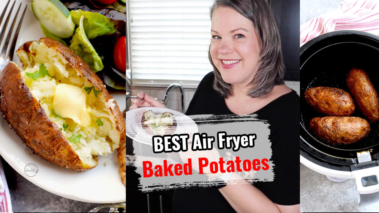 Air Fryer Baked Potatoes (crispy skin, fluffy middle) - A Pinch of Healthy