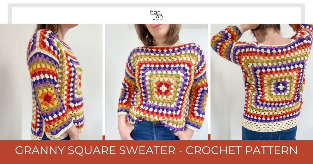 I Made This Pullover, Beginner-Friendly Granny Square Crochet PDF Pattern  — Just The Worsted, Modern Crochet Patterns