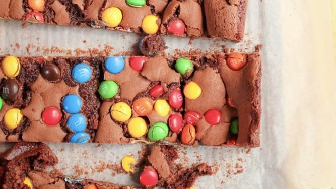M&M Chocolate Frosted Brownies - Sweetest Menu