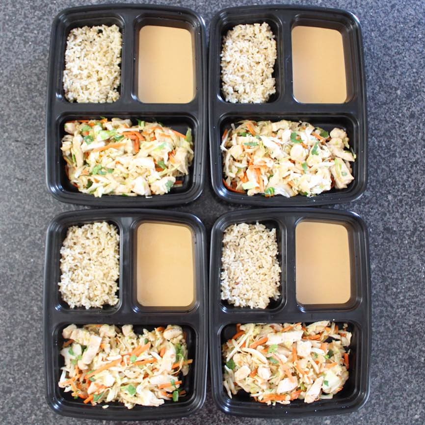 Meal Prep Satay Inspired Thai Chicken Salad Bowls - Project Meal Plan
