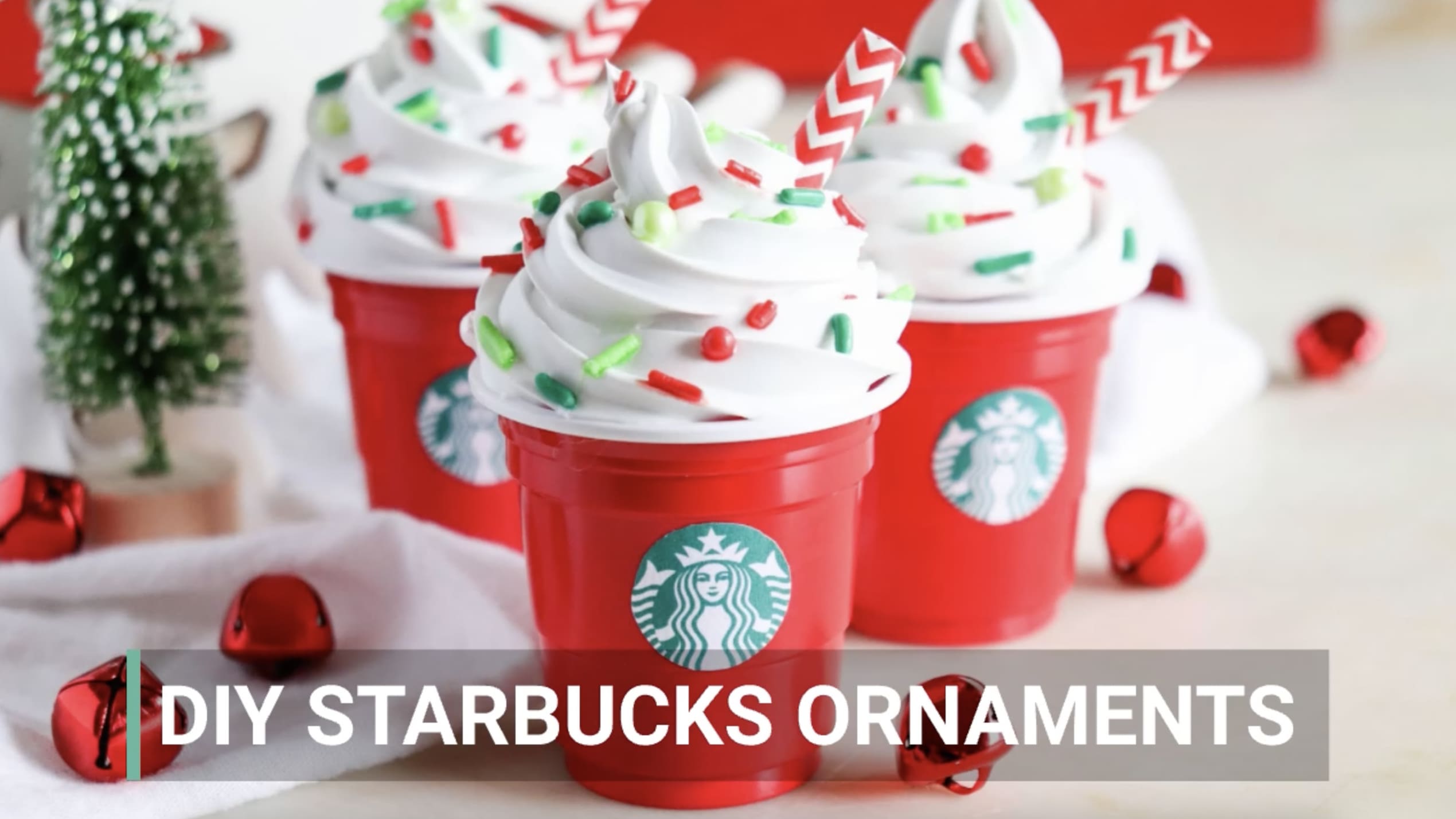 DIY MINI STARBUCKS COFFEE RED CUPS, CHRISTMAS ORNAMENTS