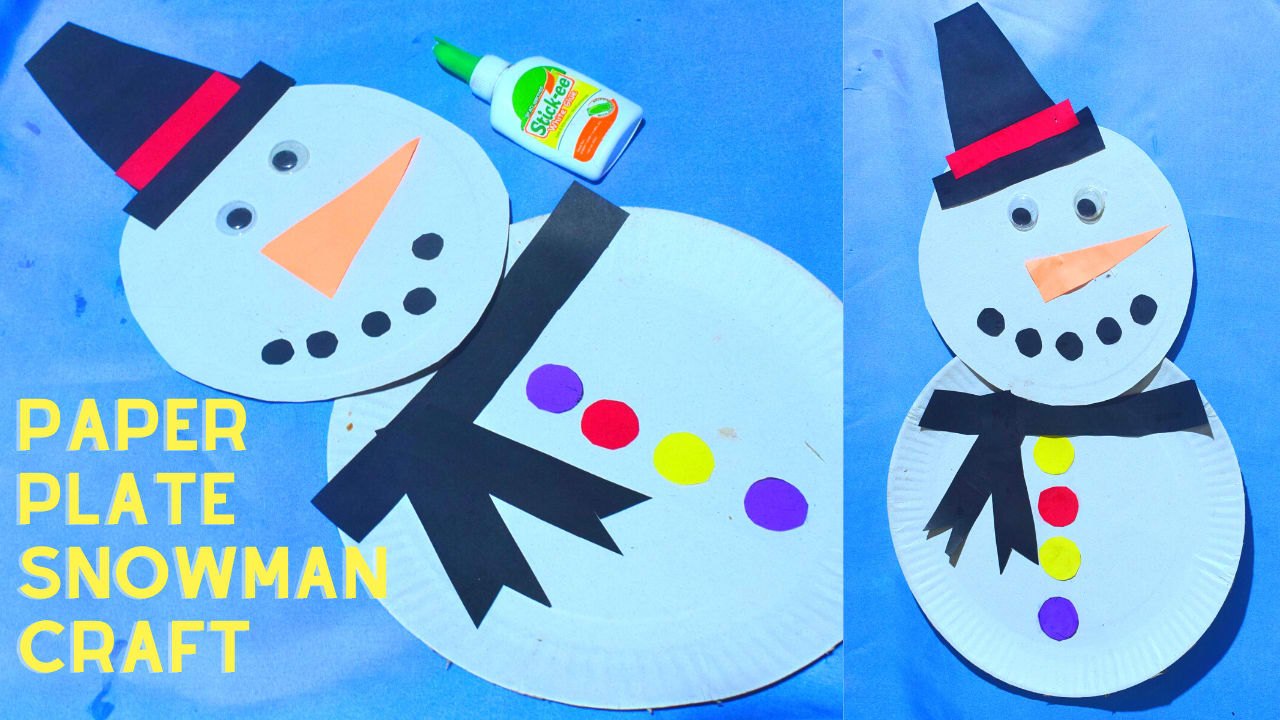Snowman Paper Plate Craft For Kids [Free Template]