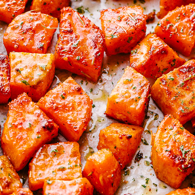 Spicy Roasted Sweet Potatoes with Sweet Onion, Rosemary & Chili Flakes