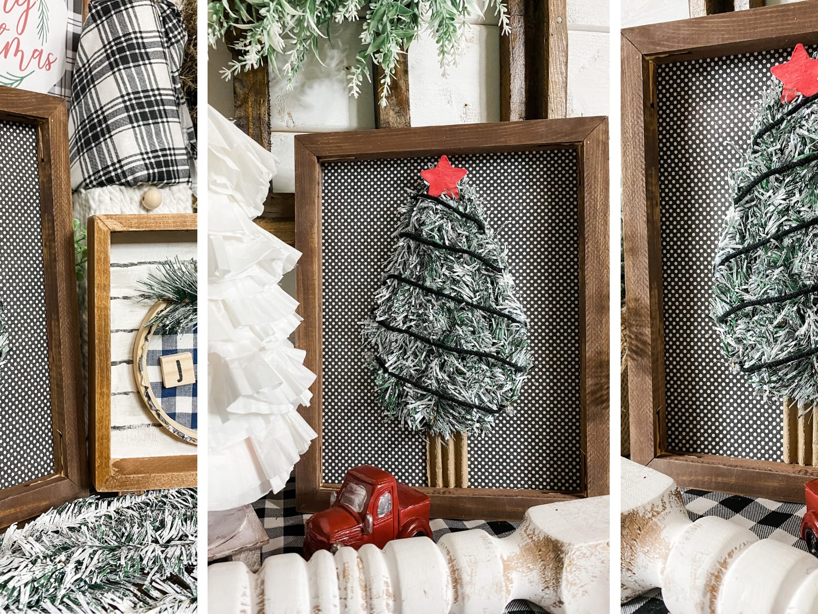 Reverse Canvas Moss Christmas Tree- DIY · Just That Perfect Piece