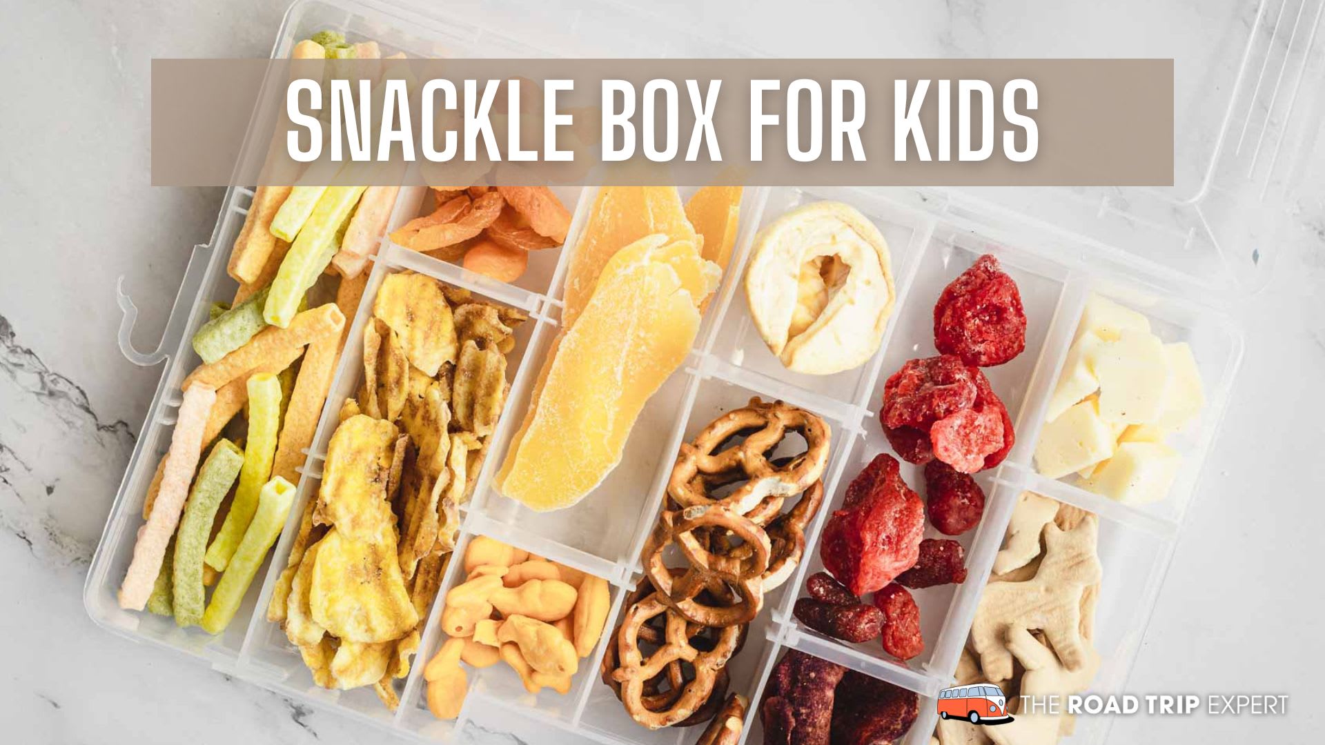 Mom Hack! Kid snack box for road trips. #snacksforkids 