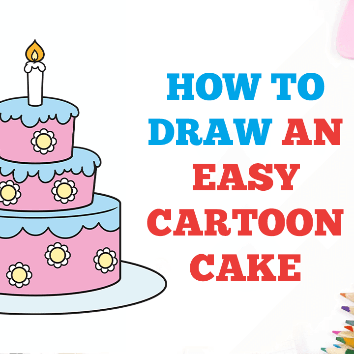 How to Draw an Easy Cartoon Cake - Really Easy Drawing Tutorial