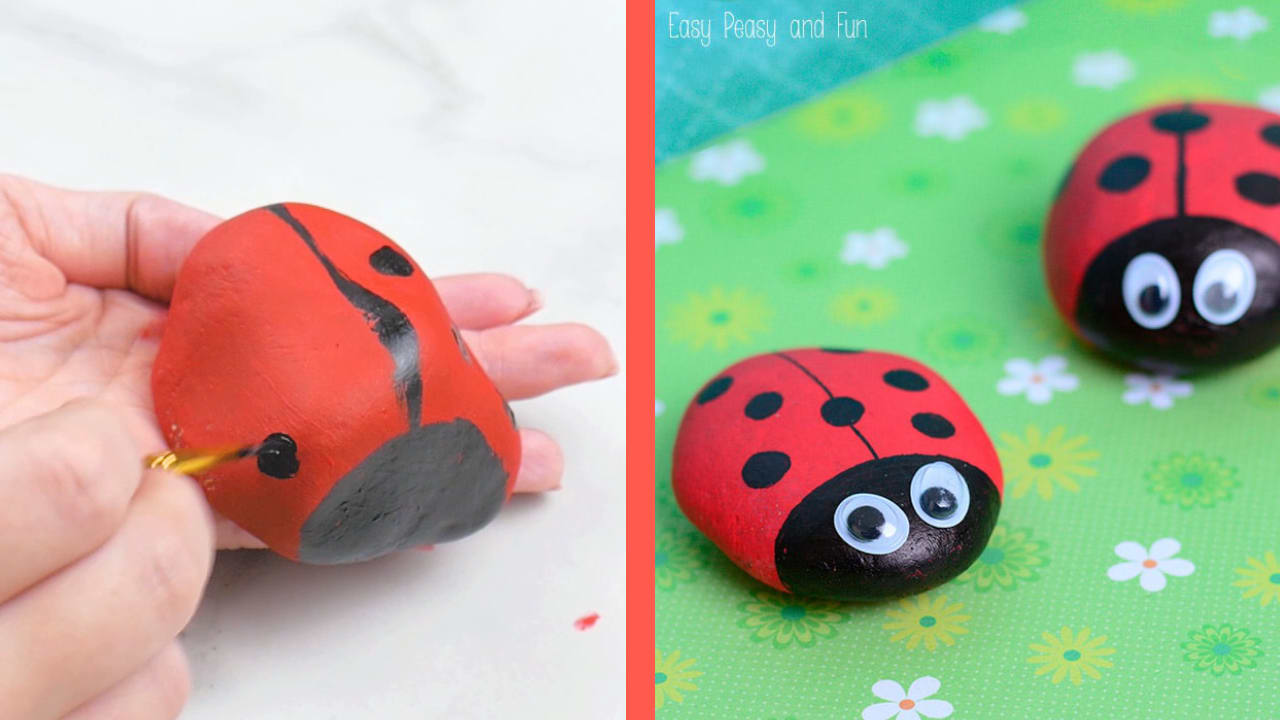 Ladybug Stones: A Happy Nature Craft for Kids - Fireflies and Mud Pies