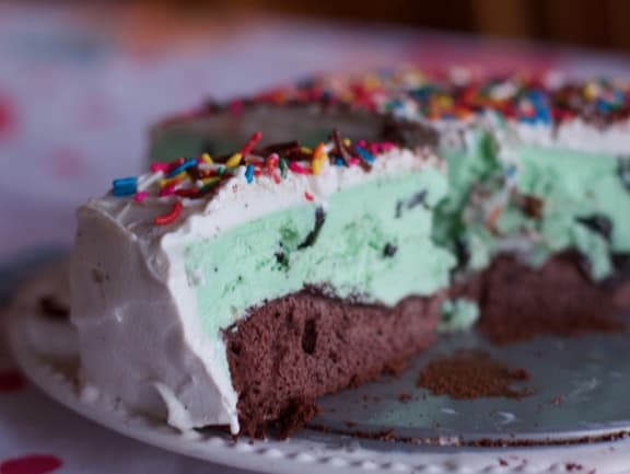 Mint Chocolate Chip Ice Cream Cake Roll