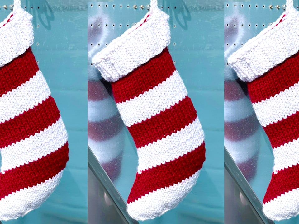 Garter Stitch Christmas Stocking Knitting pattern by The Little