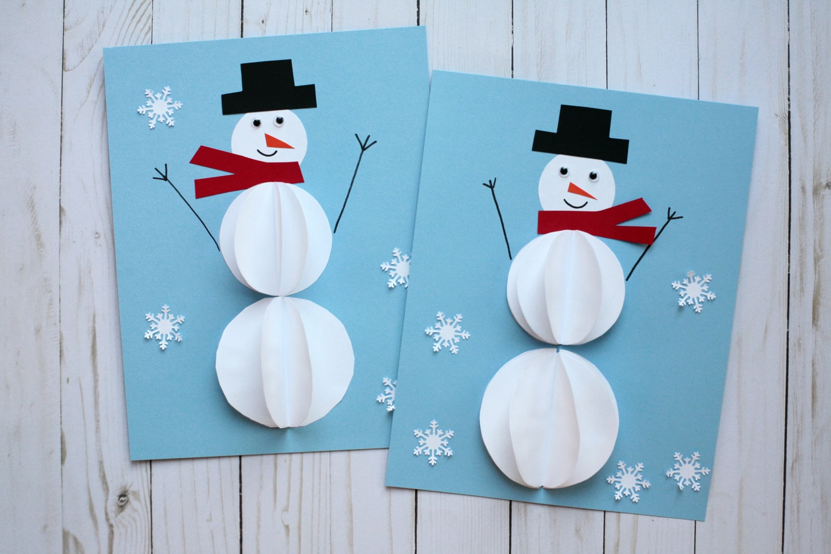 3D Paper Snowman Craft - Easy Christmas Craft For Kids