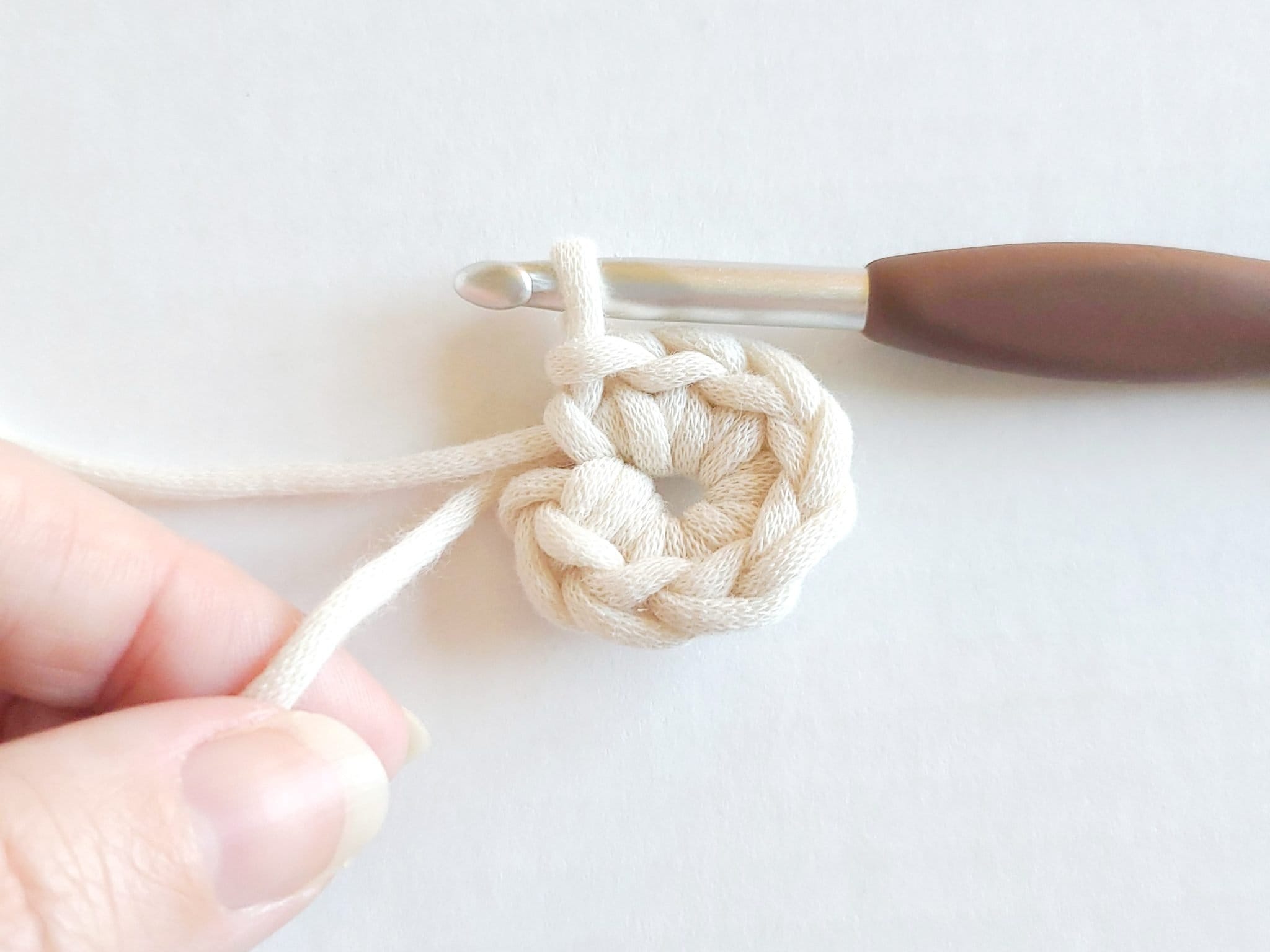 I'm working on a crochet ball and learning how to close it up. Following  this tutorial and it says this about left handed crocheters. Am I doing it  wrong? I crochet counter