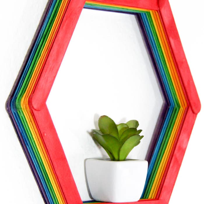 Very easy DIY wall shelf using popsicle sticks/ DIY hexagon wall shelf  making with icecream sticks 