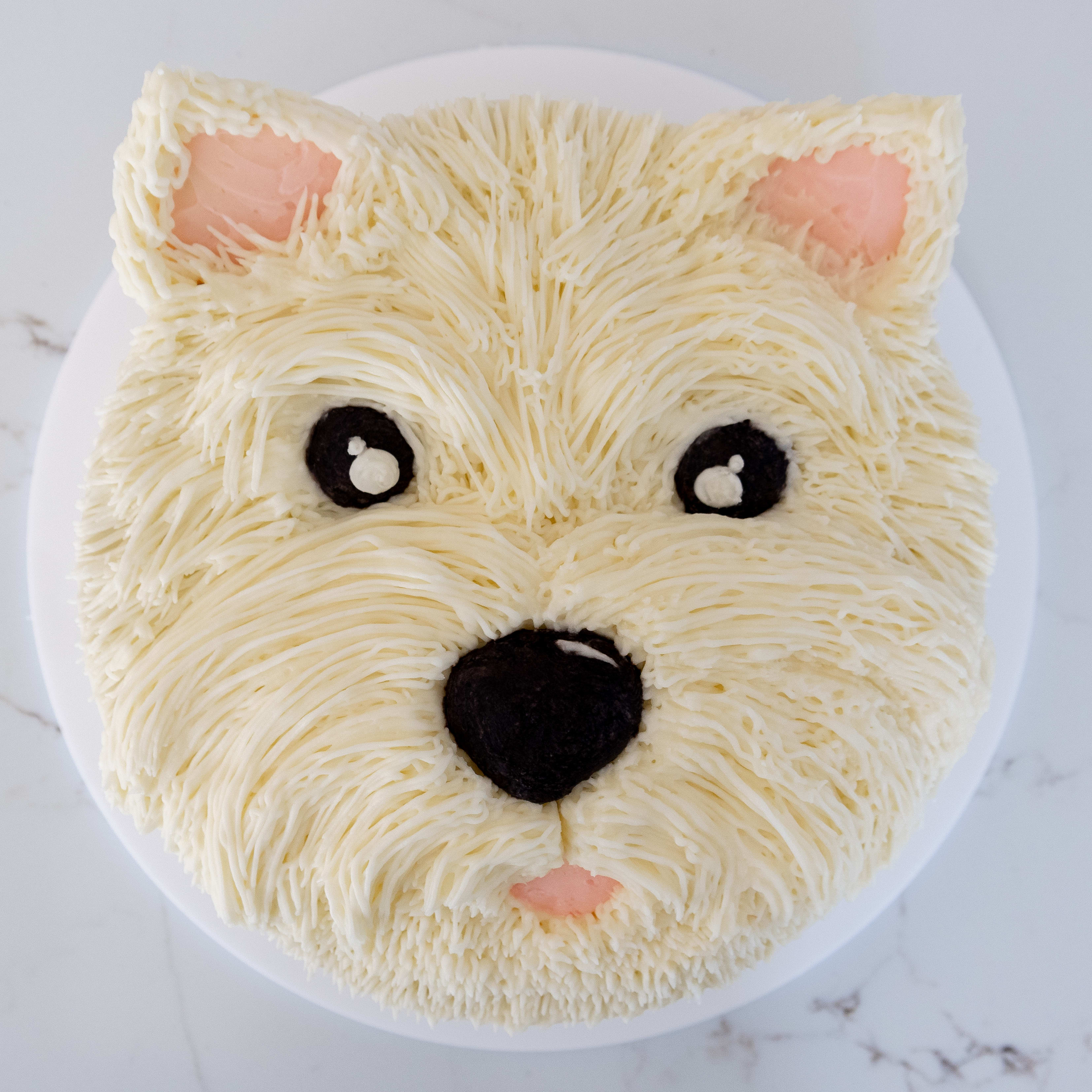 White shop dog cake