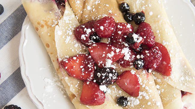Strawberry Crepes with Cream Cheese Filling –