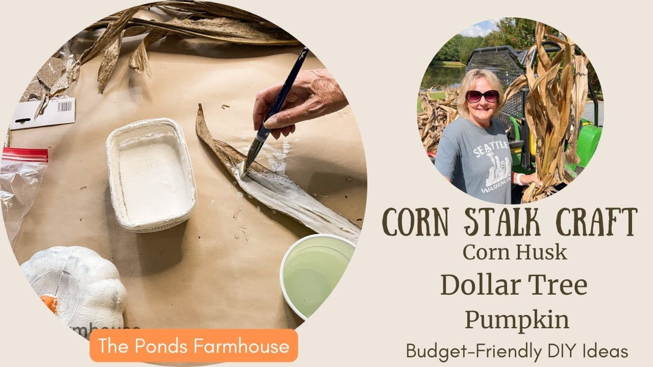 How To Add Corn Husk To A Dollar Tree Pumpkin: Rustic Fall Craft