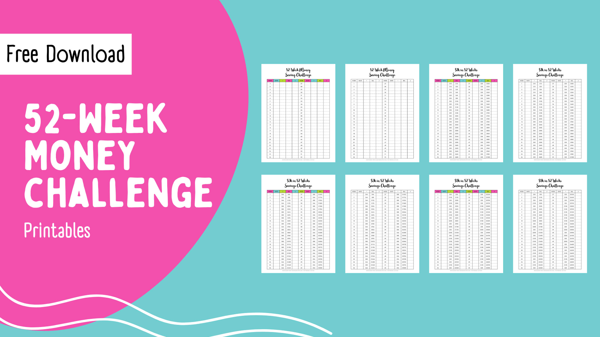 52-Week Money Challenge Printable 2023