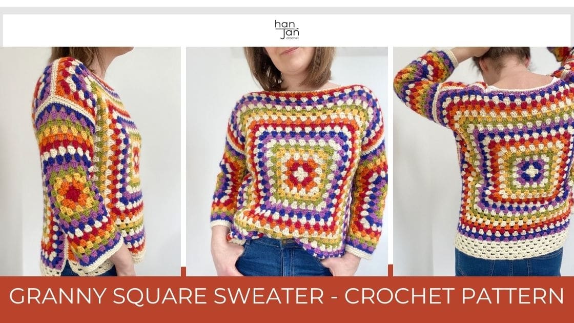 Rainbow Granny Square Sweater Free Beginner Crochet Pattern