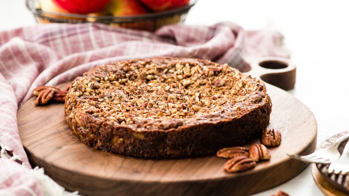 Pan Seared Apple Almond Cake, GF + DF + paleo