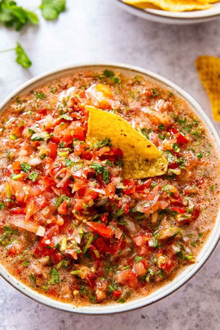 Blended salsa with fresh sale tomatoes