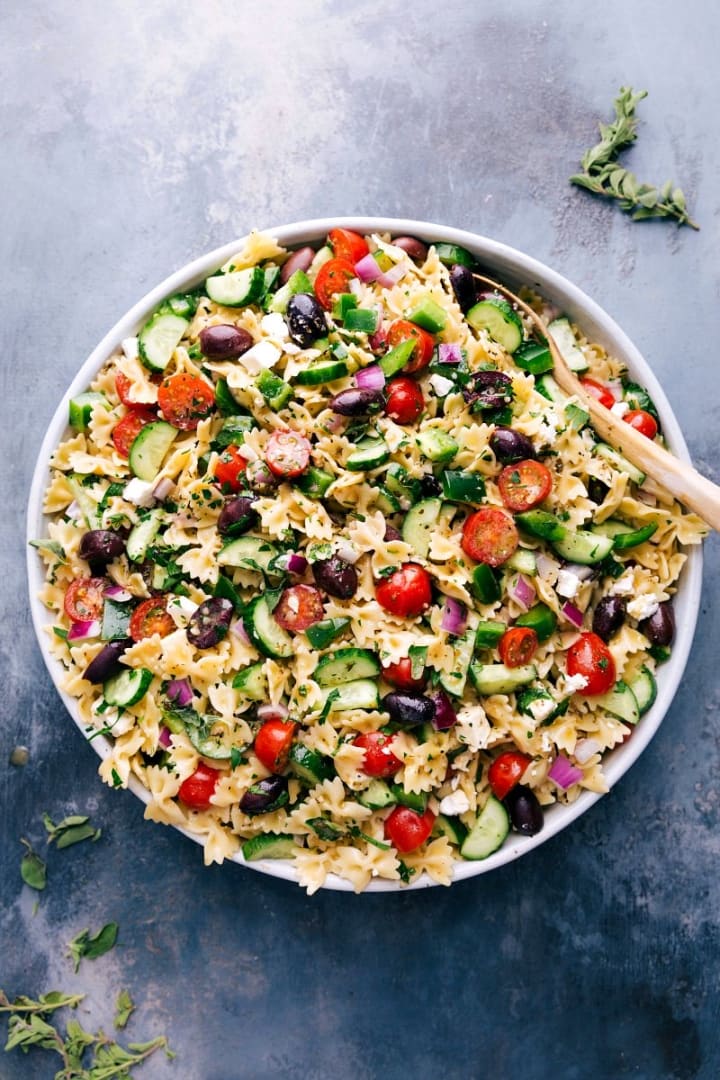 Mediterranean Pasta Salad [Meal Prep] - She Likes Food