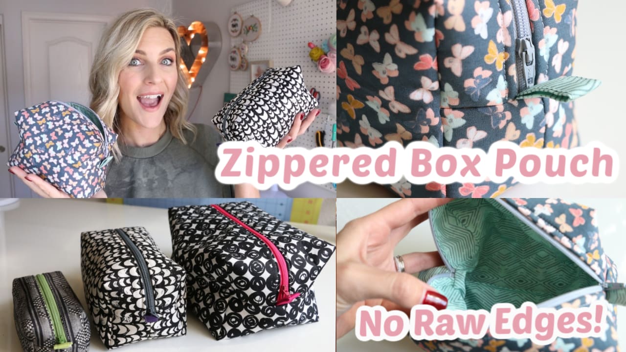Zippered Box Pouch Easy Sewing Project - No Raw Edges - Melanie Ham
