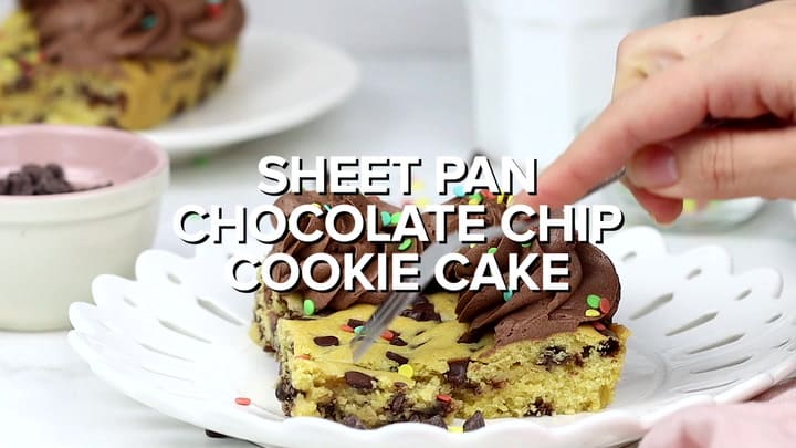 Sheet Pan Cookie Cake Recipe - Peas and Crayons