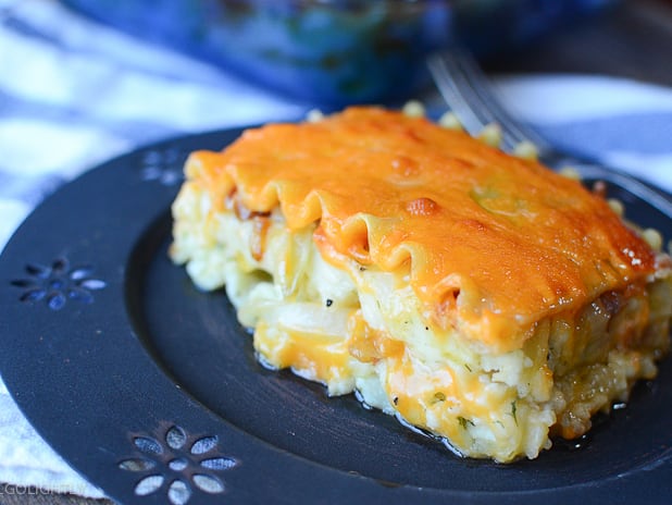 Pierogi lasagna top