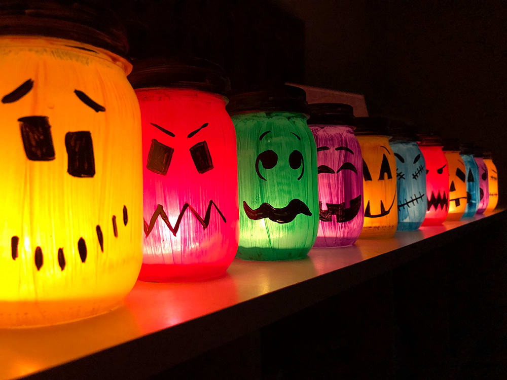 Halloween Luminaries Spooky Colorful Painted Jars To Light Up The Halloween Luminaries Spooky Colorful Painted Jars To Light Up The