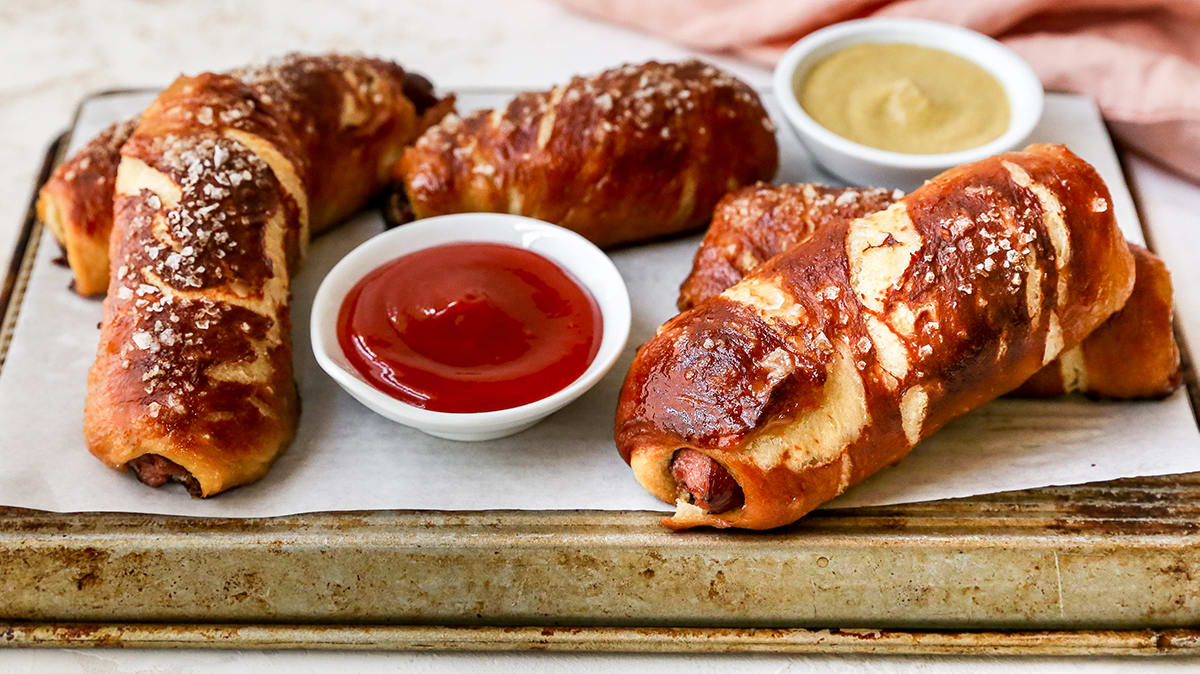 Pretzel top corn dog