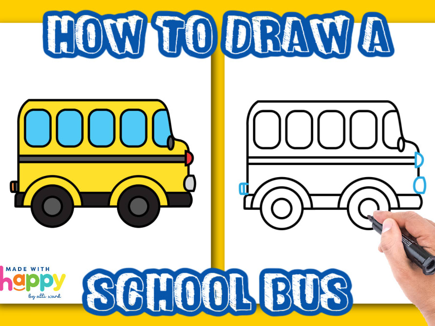 How to Draw a School Bus Step by Step  Drawing Tutorial For Kids