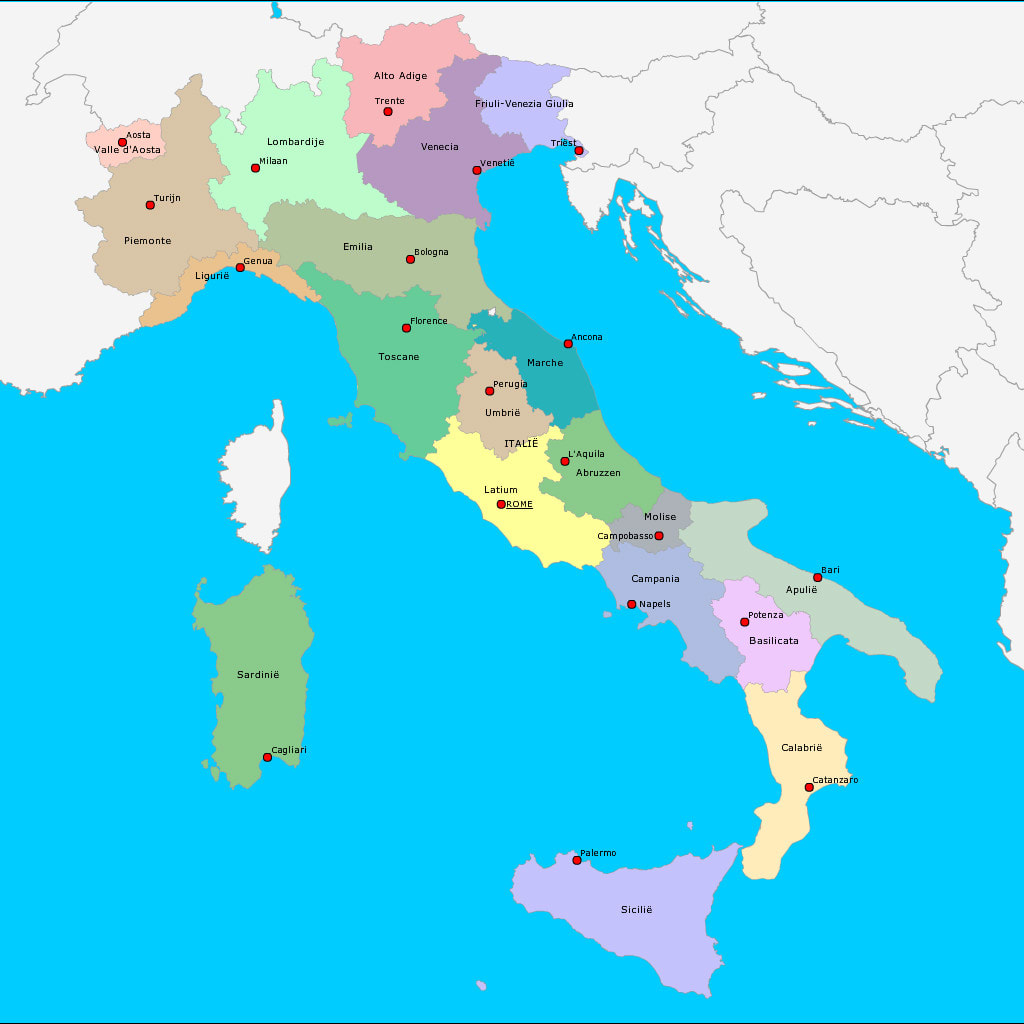 Italien Karte, Provinzen und Regionen von Italien
