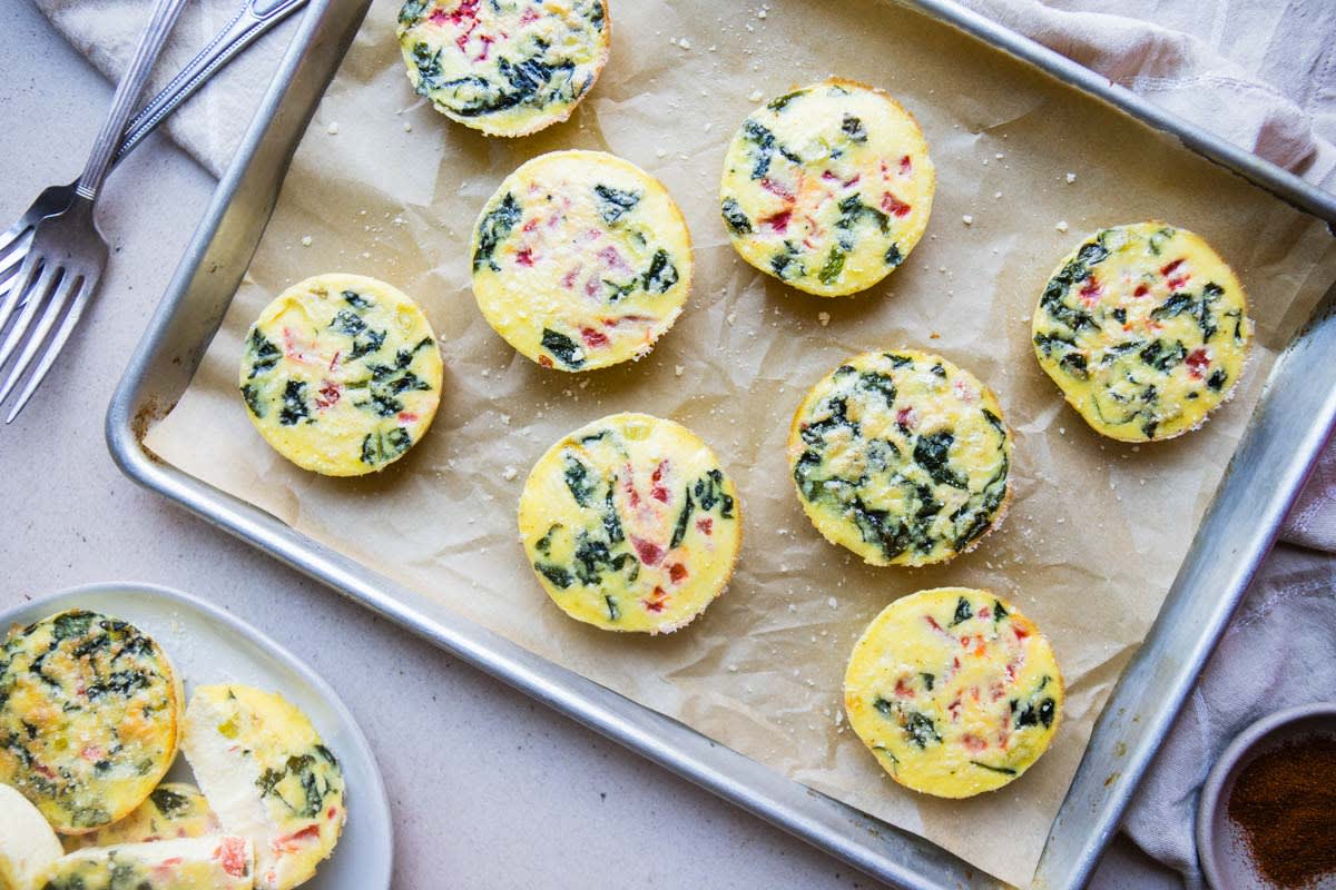 Quick Spinach and Red Pepper Egg Bites - Appetite For Energy