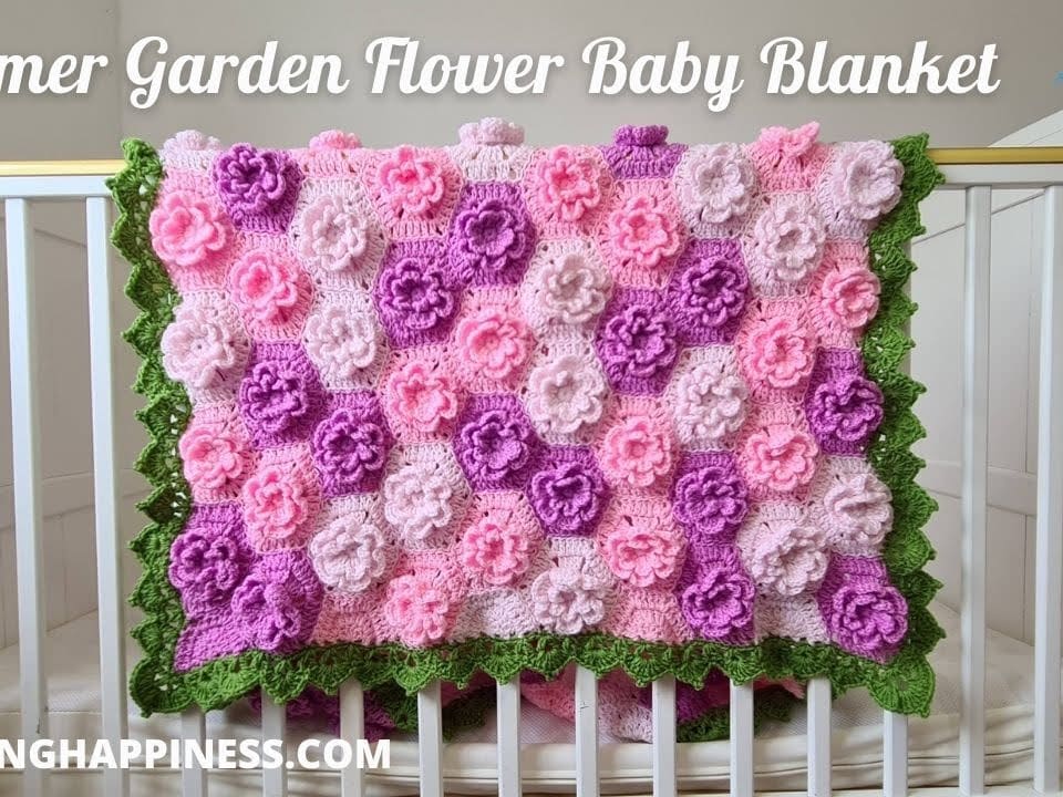 Summer Garden Flower Baby Blanket Free Pattern Video Tutorial