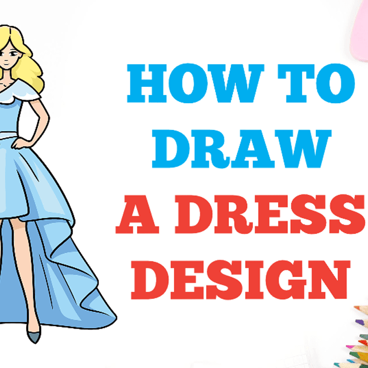 How to draw dress design step by step online