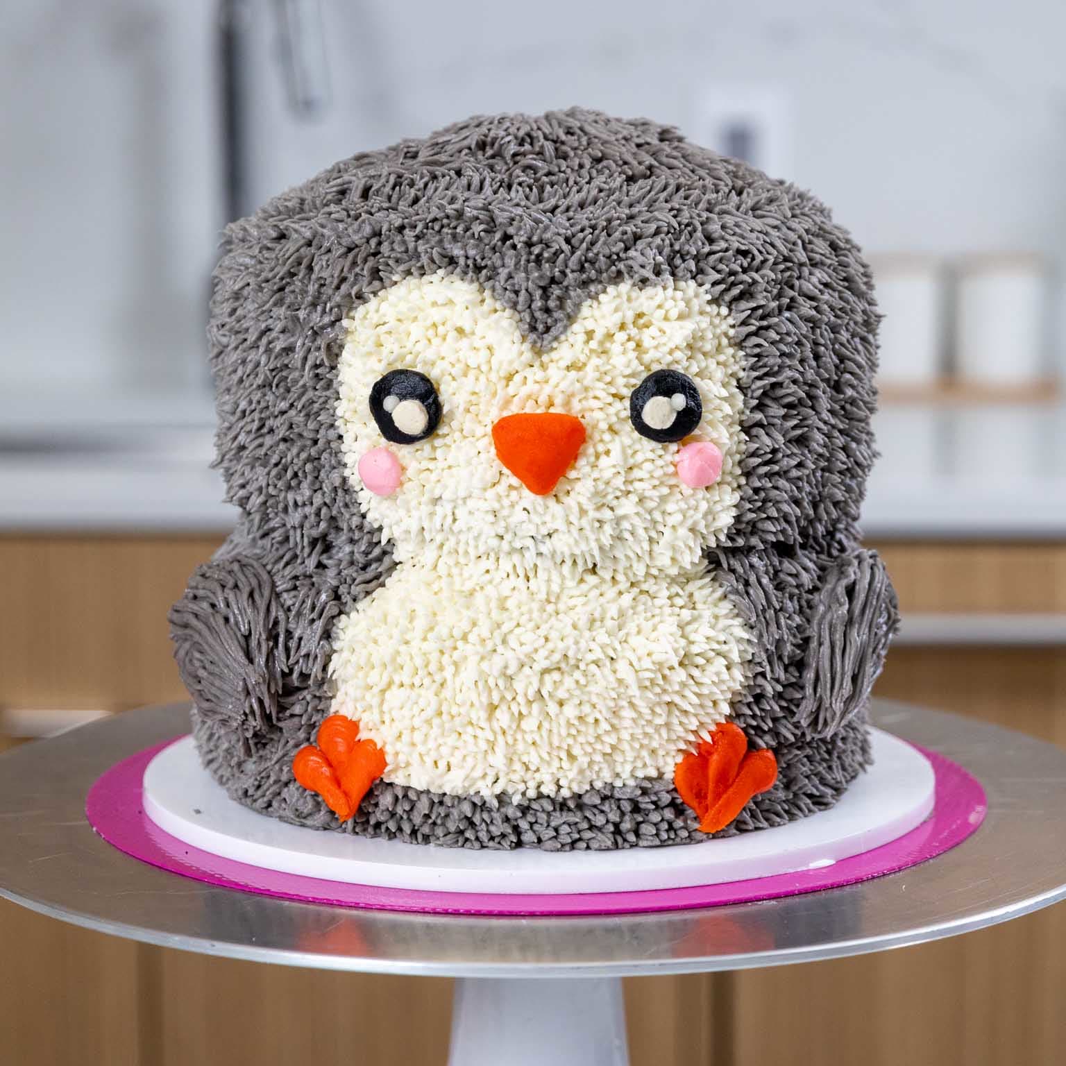 Pink penguin smash cake | Winter onederland birthday party, Penguin  birthday party, Penguin birthday