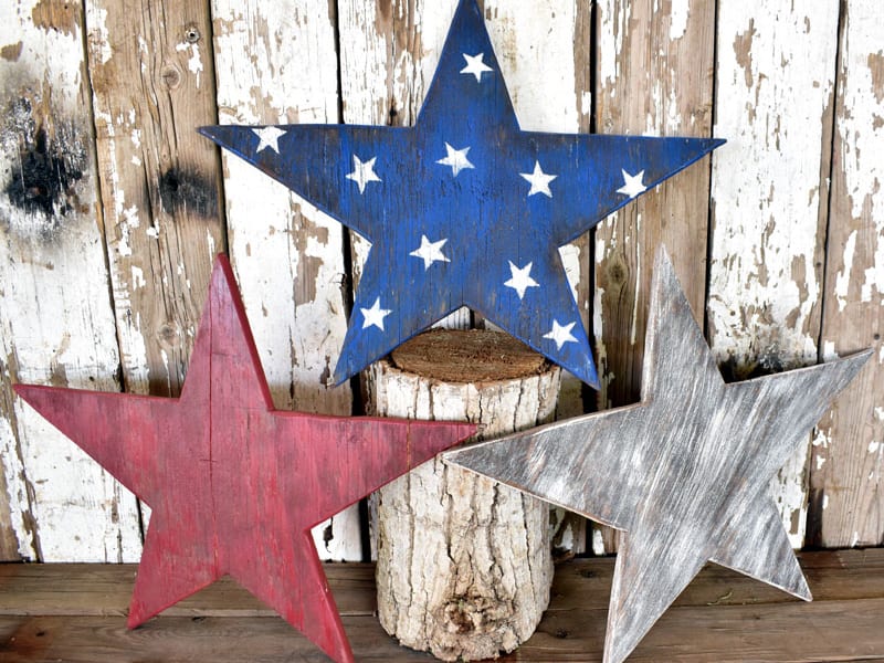 DIY Rustic Wooden Patriotic Stars - Vintage, Weathered, USA, 4th of July