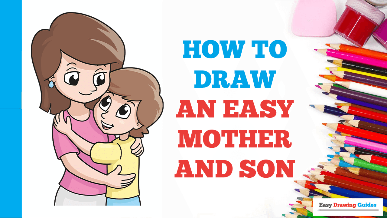 How to Draw an Easy Mother and Son - Really Easy Drawing Tutorial