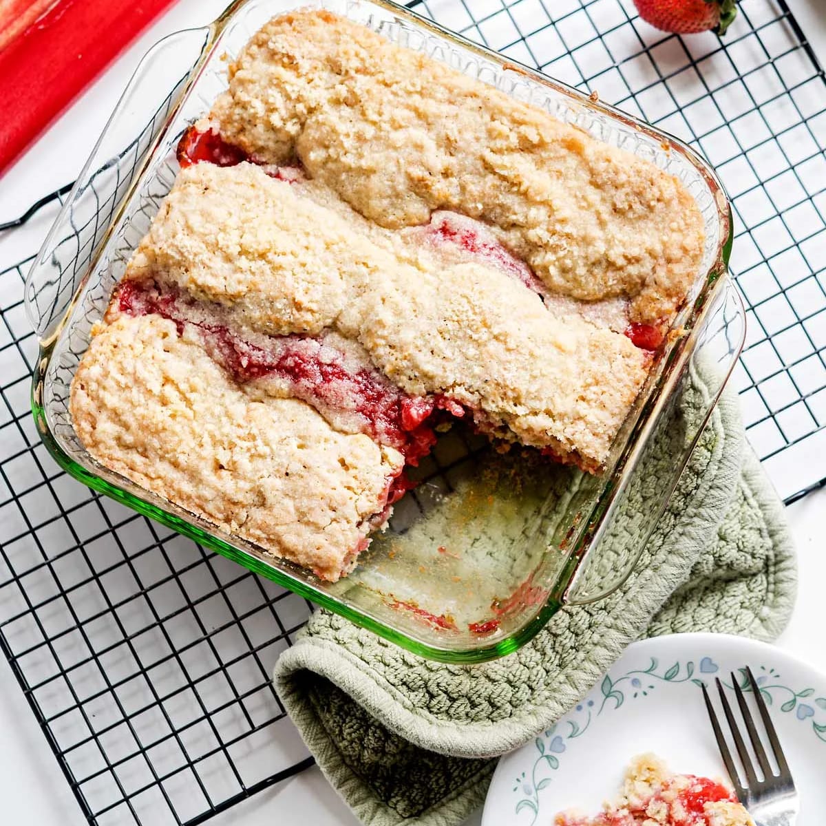 Strawberry Rhubarb Coffee Cake - Vegan Yack Attack