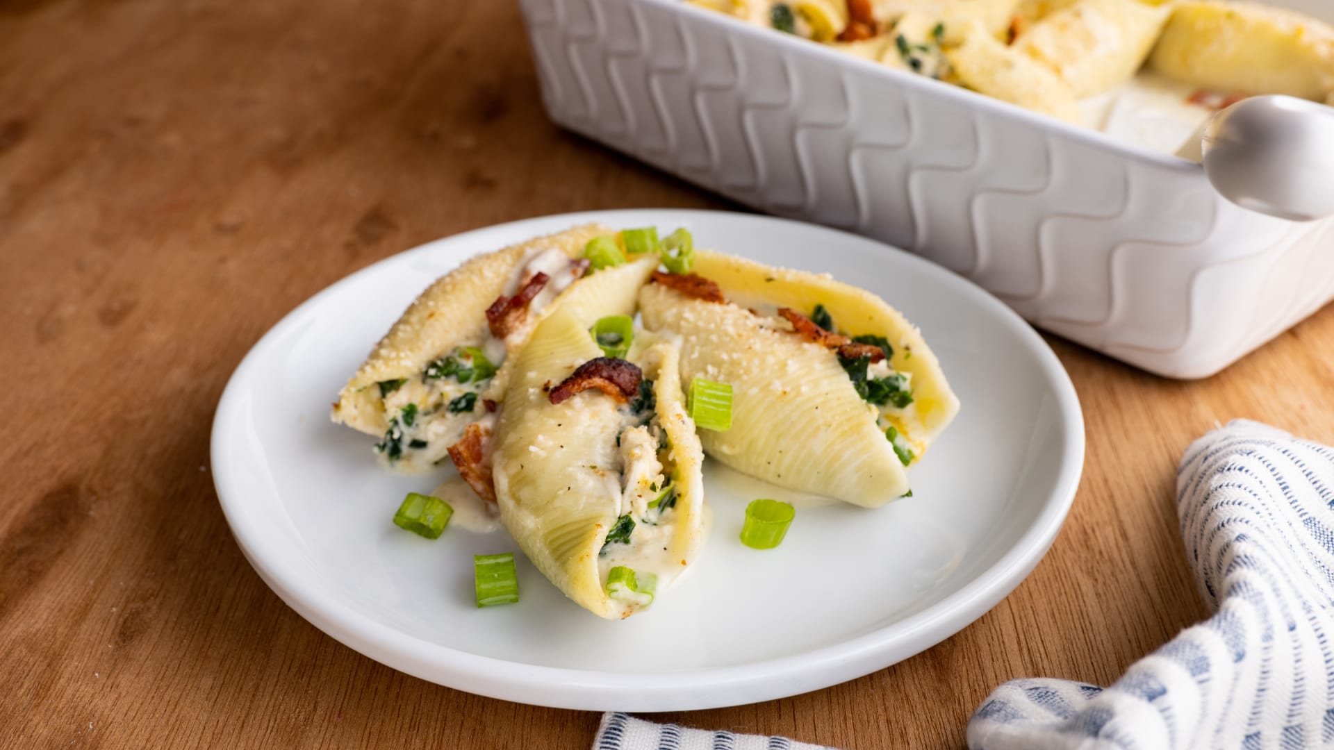 Cheesy Chicken Stuffed Shells • Bread Booze Bacon