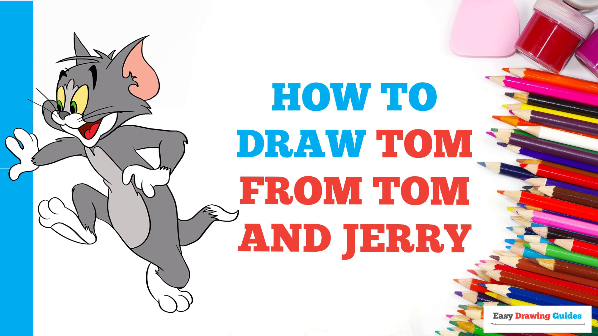 How to Draw Tom from Tom and Jerry - Really Easy Drawing Tutorial